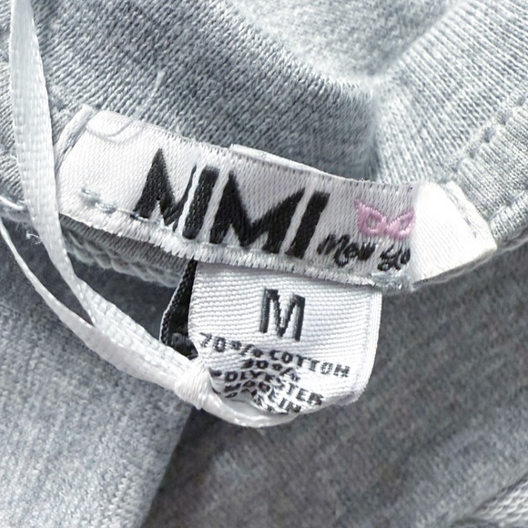 MIMI New York Distressed Cropped Sweatshirt Gray White Stripe Grommet Sleeve M - Picture 12 of 12